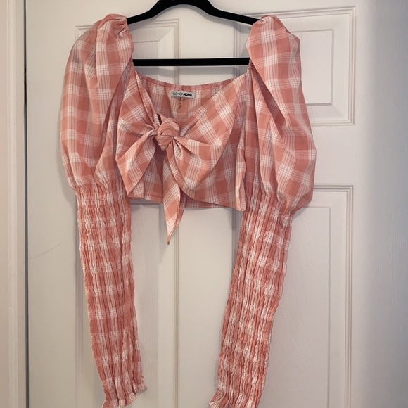 Fashion Nova Tops - Pink Plaid Crop Top